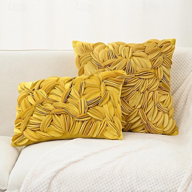  غطاء وسادة مصنوع يدويًا بأوراق كاملة وزهرة مزدوجة وغطاء وسادة للأريكة قطعة واحدة مقاس 45 × 45 سم