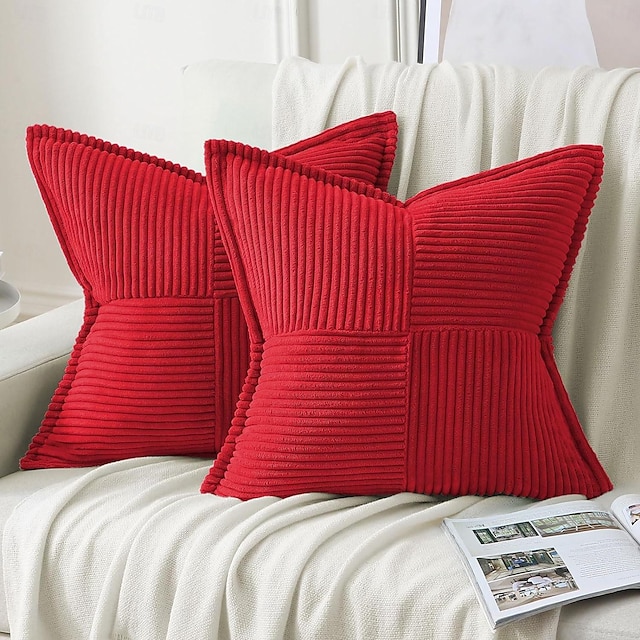  Housses de coussin décoratives en velours côtelé, housses de coussin, velours, doux, moderne, coussin de canapé, coussin décoratif, coussin de canapé pour salon, chambre à coucher vert sauge, orange