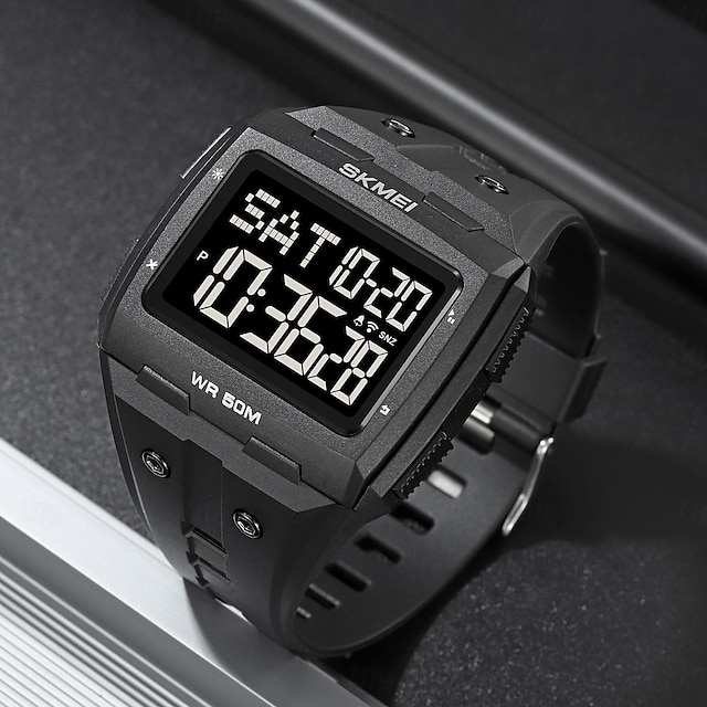  SKMEI Men Digital Watch Outdoor Sports Fashion Wristwatch Luminous Stopwatch Alarm Clock Countdown TPU Watch
