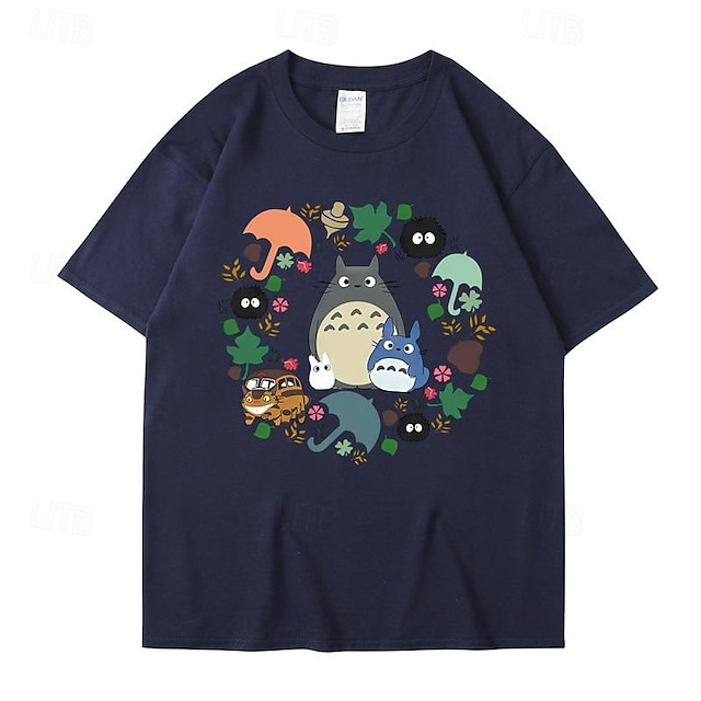  Totoro T-Shirt-Ärmel Zeichentrick Manga Anime Harajuku Grafik Für Paar Herren Damen Erwachsene Halloween Karneval Maskerade Heißprägen Strasse Casual