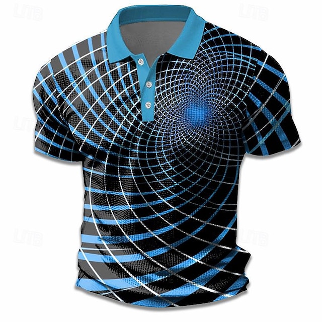  3D Print Grafische prints Voor heren Casual Afdrukken POLO Shirt Wafel poloshirt Buiten Straat Casual Wafelstof Korte mouw Strijkijzer Poloshirt Geel blauw Zomer Lente S M L Revers polo