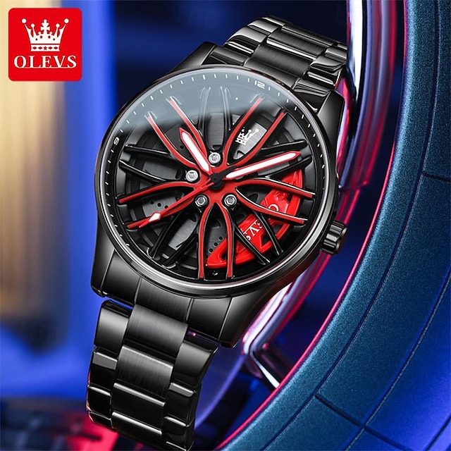  Новые брендовые мужские часы olevs, кварцевые часы со светящимся колесом и поворотным механизмом, модные водонепроницаемые мужские наручные часы