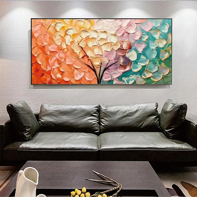  3D Hand Painted Canvas Flower Art painting hand painted Abstract Landscape Texture Oil Painting Tree Planting wall Painting Bedside Painting Bedroom Art Spring decor