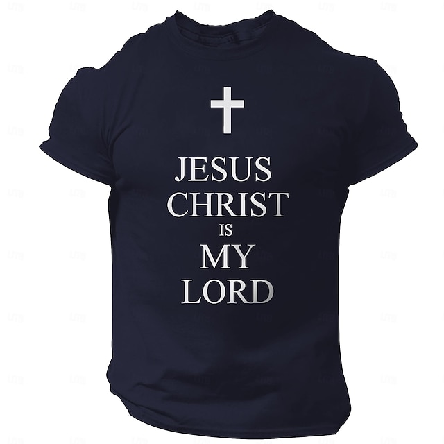  Jesus Kreuz Buchstabendruck Herren Grafik 100% Baumwolle Shirt Vintage Shirt Kurzarm bequemes T-Shirt Sommermode Designer Kleidung
