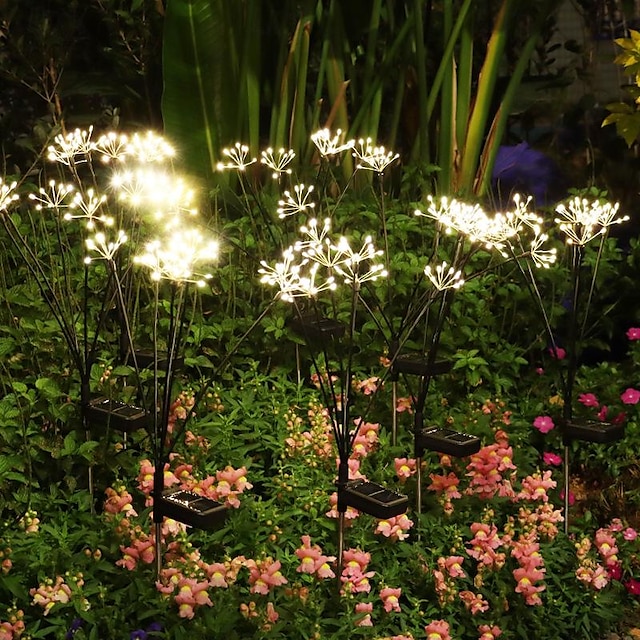  napelemes kültéri led pázsit lámpa vízálló napelem lengő kerti lámpa 120/240 led csillagos tűzijáték villa park udvari sétány gyep táj lámpa 2/4db