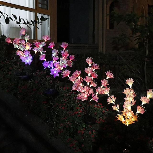  simulazione led solare luci da giardino in fiore di pesco prato paesaggio luce esterna impermeabile cortile parco prato passerella decorazione 1/2 pezzi