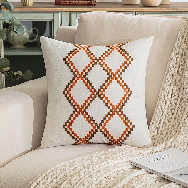  Überwurfbezüge Stickerei Boho Geometrie quadratisch dekorativ für Couch Sofa Bett dekoratives Wurfkissen