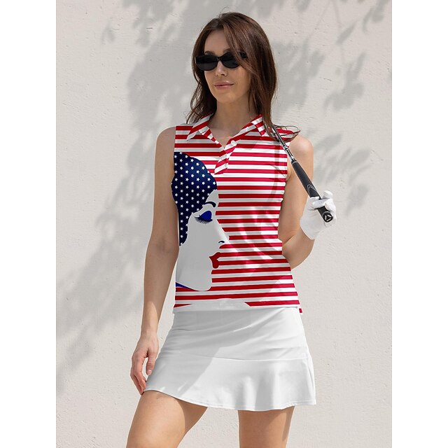 Women's Golf Polo Shirt Red Sleeveless Top Ladies Golf Attire Clothes main image 0