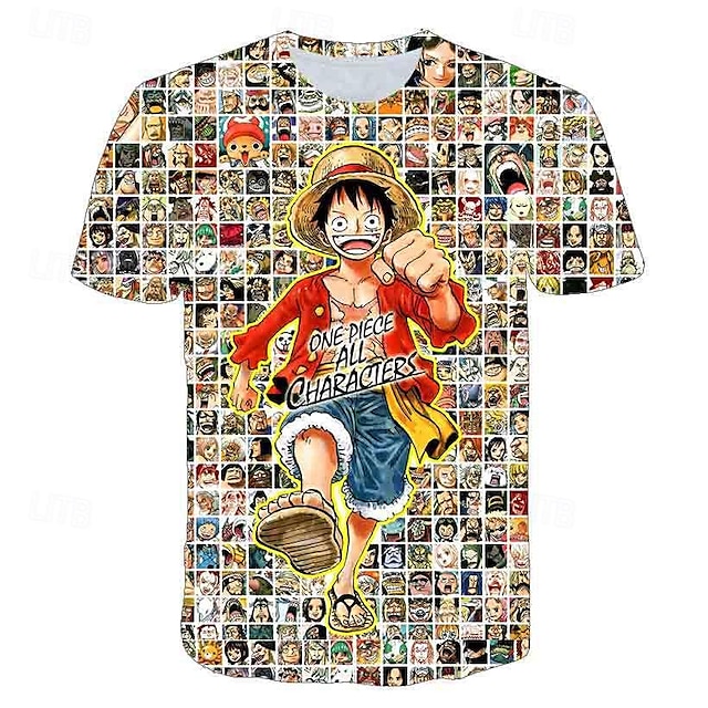  One Piece Apina D.Luffy Tony Tony Chopper T-paita Cartoon Manga Anime 3D Harajuku Kuvitettu Kawaii Käyttötarkoitus Pariskuntien Miesten Naisten Aikuisten Karnevaali Naamiaiset 3D-tulostus Katu Rento
