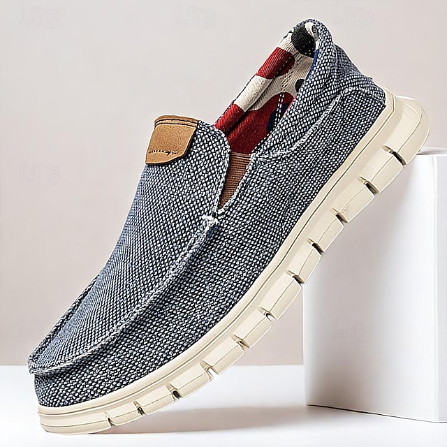  Men's Loafers & Slip-Ons Formal Shoes Dress Shoes Canvas Comfortable Slip Resistant Loafer Dark Grey Blue Khaki