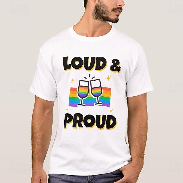  LGBT LGBTQ T-shirt Pride Shirts Rainbow Loud and Proud Funny Lesbian Gay For Couple's Unisex Adults' Masquerade Hot Stamping Pride Parade Pride Month