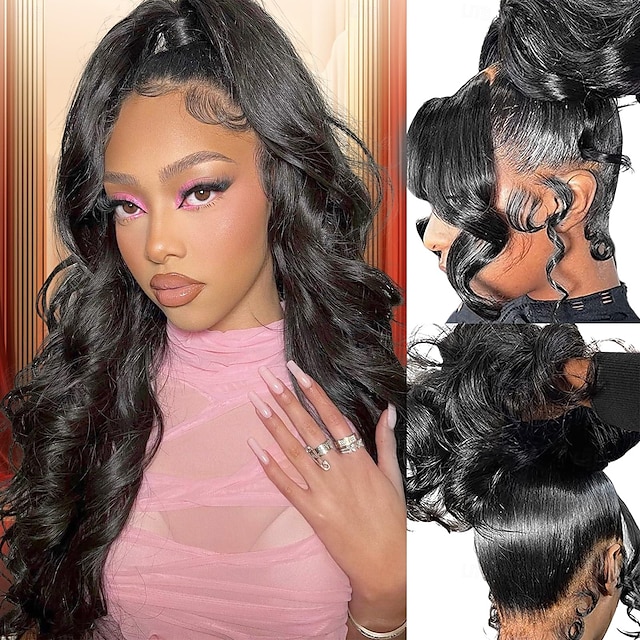  360 Frontal Wigs 360 HD Full Lace Body Wave Front Wigs Human Hair for Women 100% Virgin Human Hair Pre Plucked Glueless 130/150/180 Density Can Make Bun And High Ponytail Natural Color
