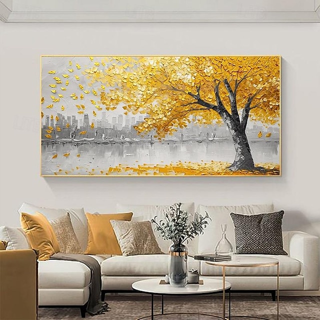  3d peinture à l'huile d'or toile peinte à la main peinture d'art de fleur d'or peint à la main texture de paysage abstrait peinture à l'huile d'arbre d'or plantation d'arbres peinture murale peinture