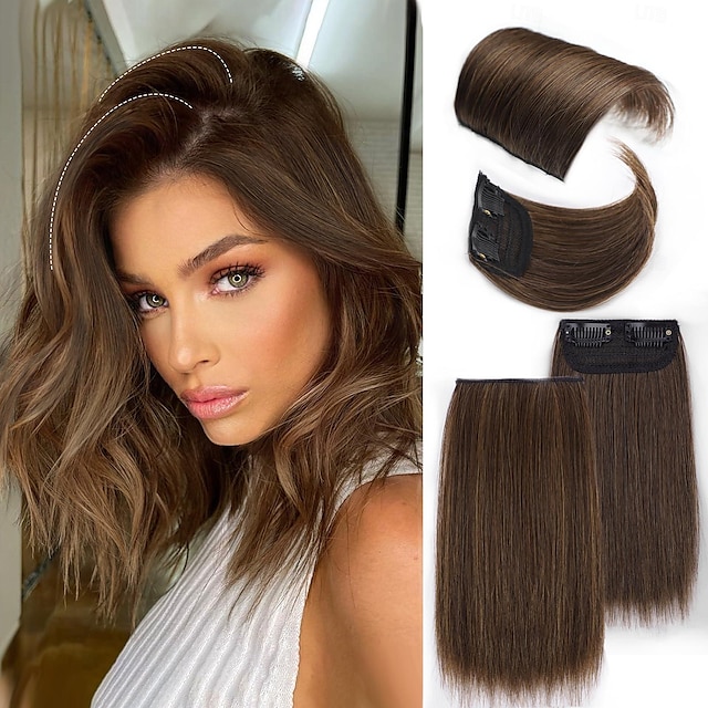  Clip-in-Haarteile, kurze, dicke Haarteile für Frauen mit dünner werdendem Haar, rotbraune, dicke Haarverlängerungen für mehr Haarvolumen für den täglichen Gebrauch