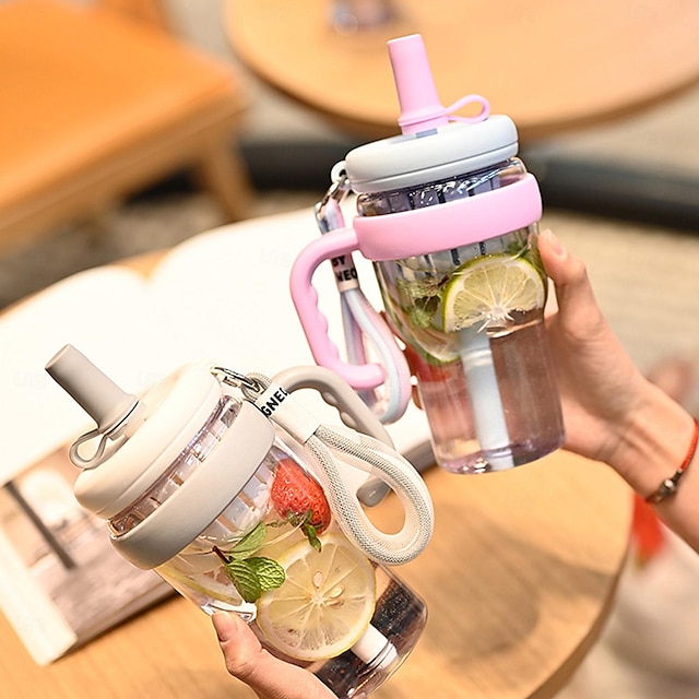  stílusos új műanyag csésze tea-víz elválasztóval - hordozható kézi csésze otthoni és irodai használatra, szívószállal, ideális gyümölcsteához, űrtartalom: 680 ml