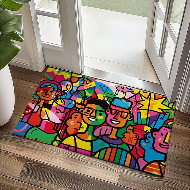  Junio Mes del Orgullo Bandera Arcoíris Mes del Orgullo LGBTQ LGBT Alfombra Abstracta Felpudo Mat de Cocina Alfombra Antideslizante Alfombra de Área Alfombra a Prueba de Aceite Mat de Interior
