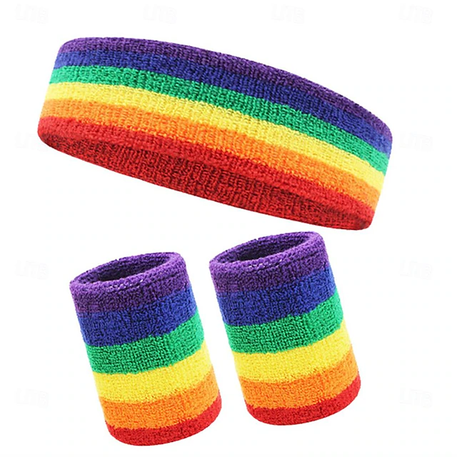 Rainbow Halloween Sweat-Absorbent Headband Wrist Support LGBT LGBTQ Gay Lesbian Adults' Men's Women's Masquerade Pride Parade Pride Month Easy Halloween Costumes Dress Up 8