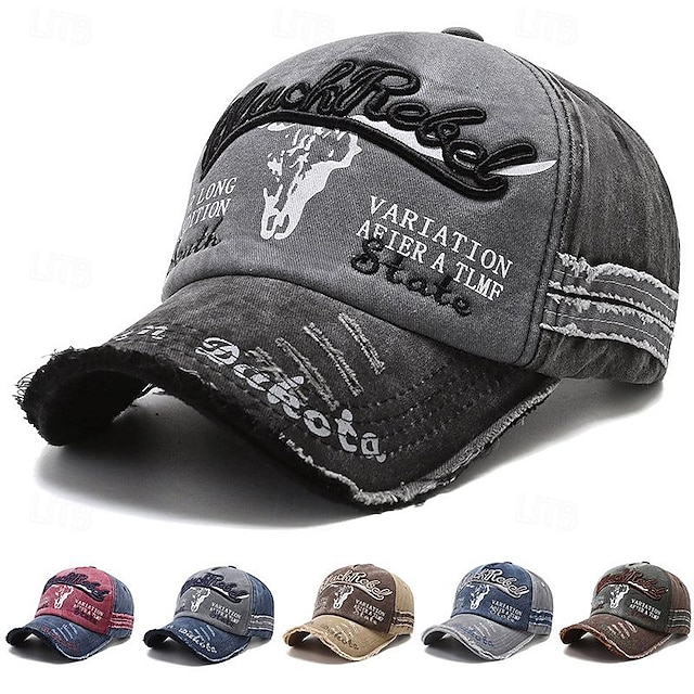  Муж. Бейсболка Шляпа от солнца Шляпа дальнобойщика Черный Синий Хлопок Вышивка Винтаж Мода На каждый день Для улицы Повседневные Буквы Регулируется Защита от солнечных лучей Дышащий