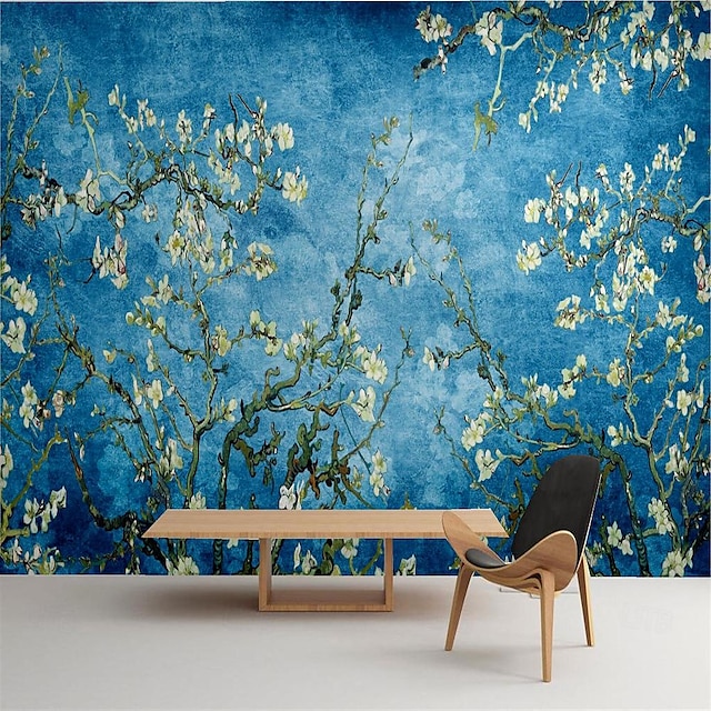  Papéis de parede legais flores mais azuis papel de parede mural de parede adesivo de cobertura de parede removível pvc / material de vinil autoadesivo / adesivo decoração de parede necessária para