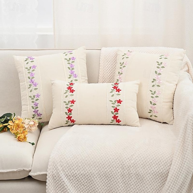 1 pcs Polyester Pillow Cover, Floral Rectangular Square Traditional Classic