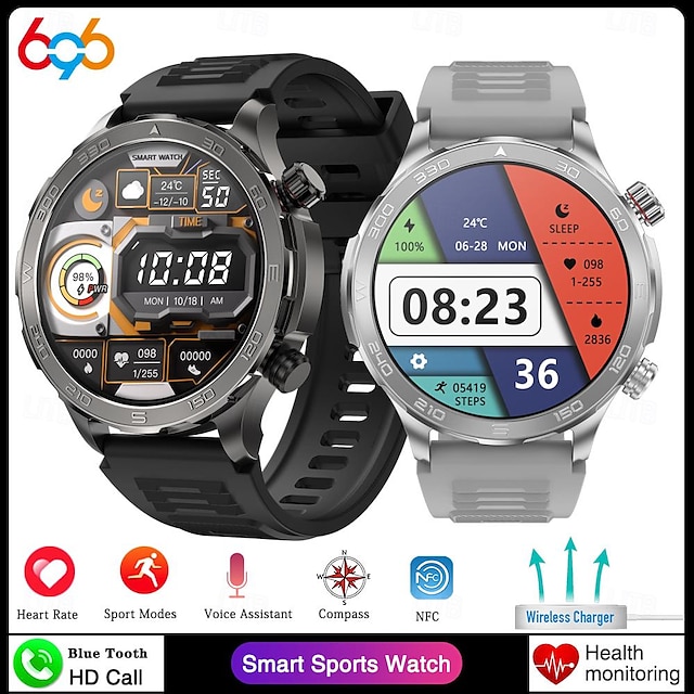  696 DK67 Smart Watch 1.53 inch Smart Band Fitness Bracelet Bluetooth Temperature Monitoring Pedometer Call Reminder Compatible with Android iOS Men Hands-Free Calls Message Reminder Camera Control IP