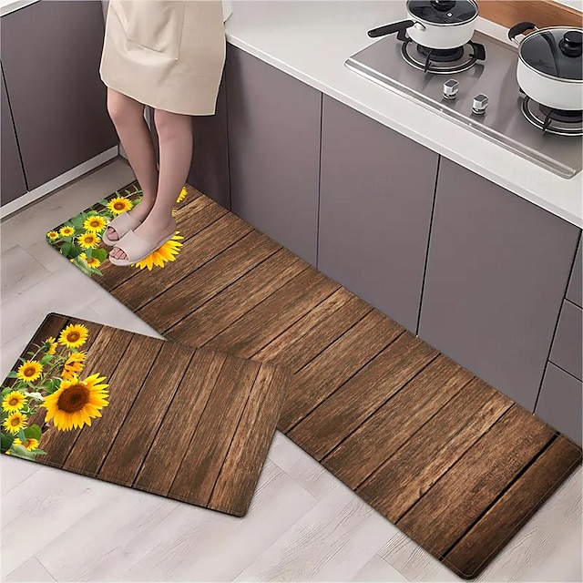  slunečnice dřevěná podložka plocha kobereček kuchyňská podložka protiskluzová olejivzdorná podložka obývací pokoj koberec vnitřní venkovní podložka ložnice výzdoba koupelna podložka vchod kobereček