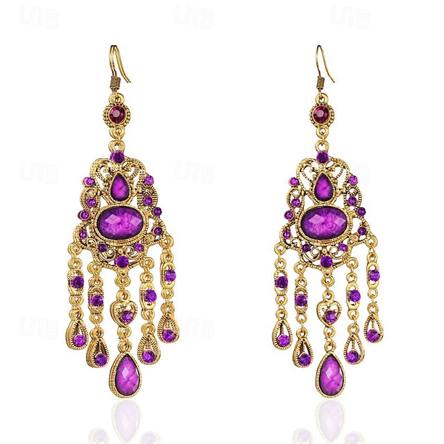  Women's Drop Earrings Earrings Geometrical Drop Stylish Simple Earrings Jewelry Purple For Daily Festival 1 Pair
