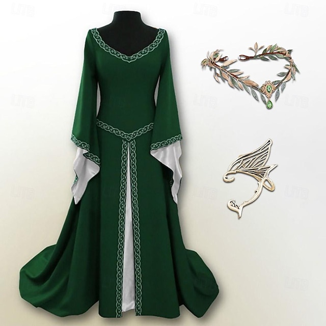  Epoque Médiévale Renaissance Robe de cocktail Robe vintage Robe de bal Viking Outlander Elfe Femme Halloween Soirée Festival Robe