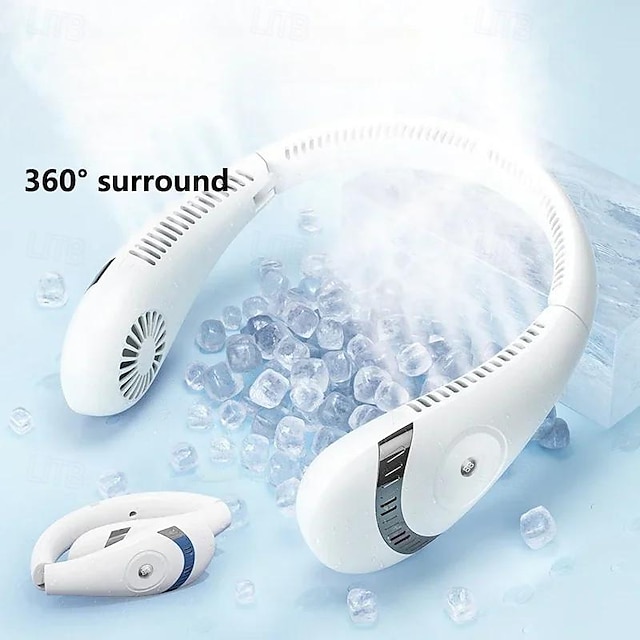  Portable Hanging Neck Fan Foldable Summer Air Cooling USB Rechargeable Bladeless Mute Neckband Fan for Sport