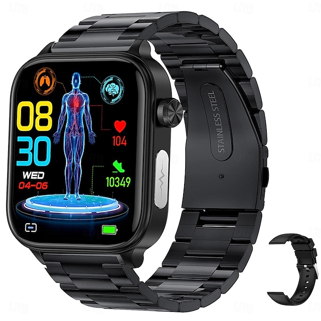  iMosi ET570 Smart Watch 1.96 inch Smartwatch Fitness Running Watch Bluetooth ECG+PPG Temperature Monitoring Pedometer Compatible with Android iOS Women Men Hands-Free Calls Waterproof Media Control
