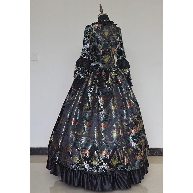 Ball Gown V-Neck 3/4 Length Sleeves Floor-Length Victorian Party Cosplay Costume Masquerade Rococo Prom Dress