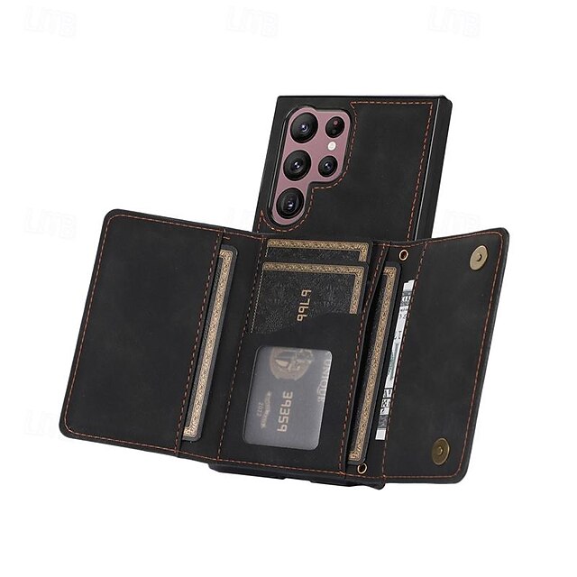  Phone Case For Samsung Galaxy S24 Ultra S24 S23 S22 S21 S20 Ultra Plus FE A55 A35 A25 A15 5G S25 Ultra Wallet Case with Stand Holder Magnetic Card Slot Retro TPU PU Leather