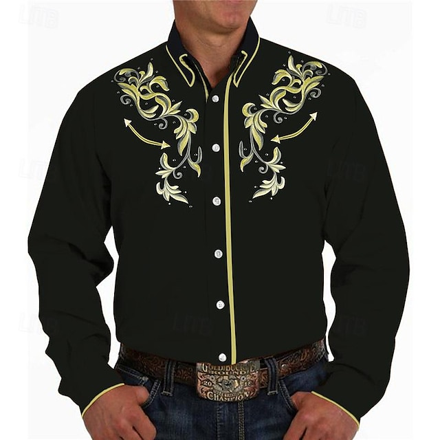  Klassisk Retro / vintage 18. århundrede staten Texas Bluse / Skjorte West Cowboy Herre Maskerade Hverdag Trøje