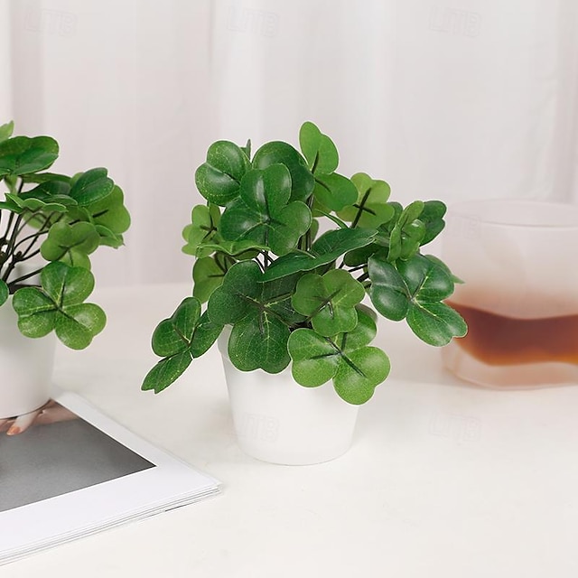  pianta artificiale pianta in vaso realistica con trifoglio fortunato: finto trifoglio realistico per fascino e fortuna in qualsiasi spazio