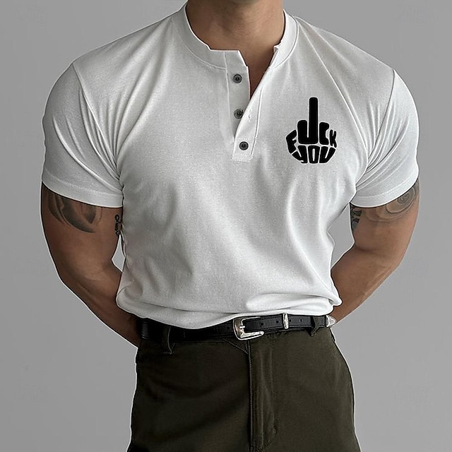  Graphic Fashion Designer Comfortable Men's 3D Print Henley Shirt Daily T shirt White Short Sleeve Henley Shirt Summer Clothing Apparel S M L XL XXL 3XL