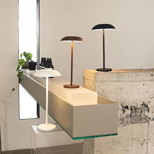  ny ledningsfri led bordlampe champignon bærbar usb genopladelig skrivebordslampe med dæmpbar trådløs touch til udendørs restaurant terrassebarer