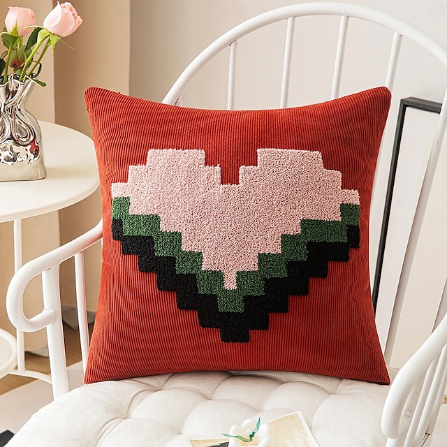  Capa de almofada decorativa de coração bordado, 1 peça, capa de almofada quadrada macia, fronha para quarto, sala de estar, sofá, cadeira