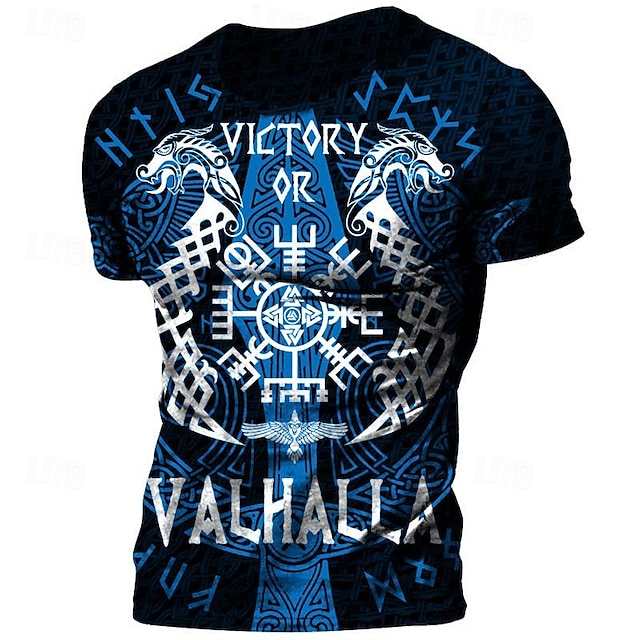  Viking Tattoo T-shirt Print Graphic T-shirt For Men's Adults' 3D Print Casual Daily