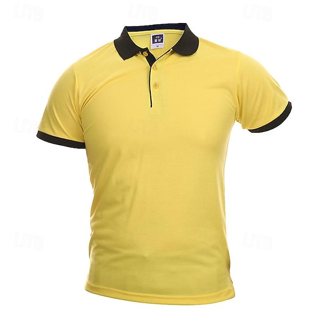  Men's Golf Shirt Golf Polo Work Casual Lapel Short Sleeve Basic Modern Color Block Patchwork Button Spring & Summer Regular Fit Black Green Yellow / Black Black / Orange Black White Yellow Golf Shirt