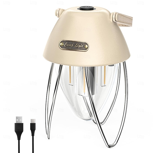  újratölthető led vintage kempinglámpa retro kempinglámpa led kültéri kempinglámpa c típusú újratölthető lámpa fejjel lefelé akasztva