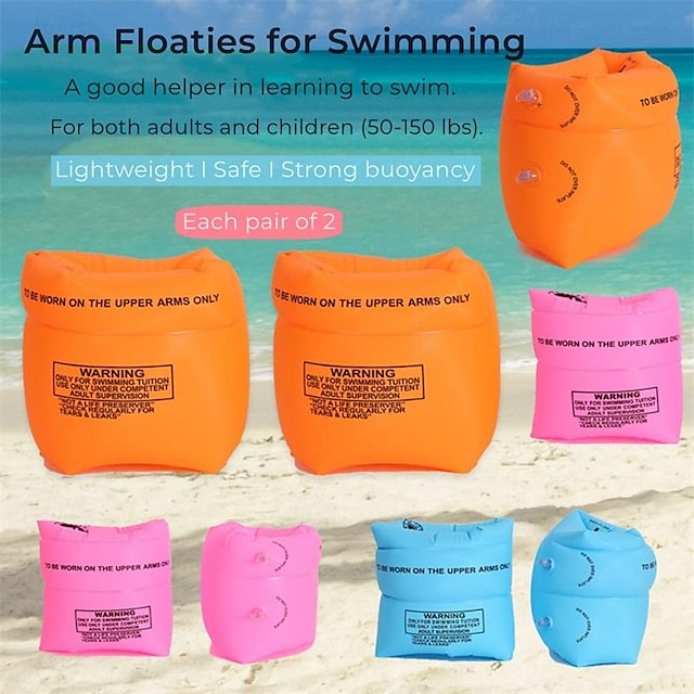  Flotadores de brazo para niños y adultos, flotadores de piscina, brazaletes, anillos de natación inflables, flotador de brazo de PVC para niños pequeños de 3-5-6-12 años