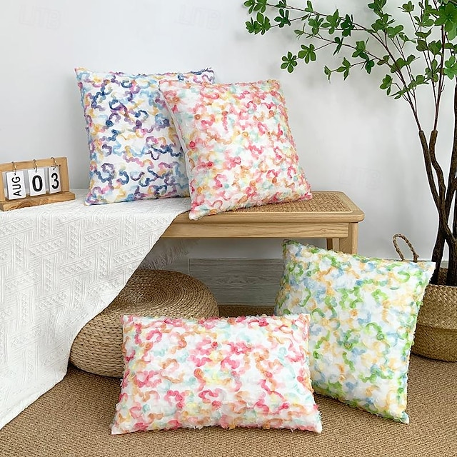  1 pcs Polyester Pillow Cover, Color Block Modern Rectangular Square Traditional Classic