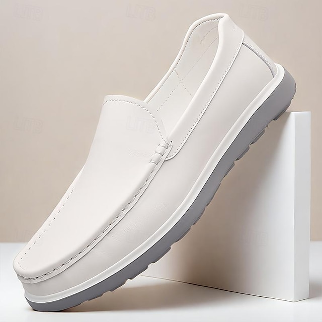  Homme Mocassins et Slip On Chaussures formelles Chaussures habillées Cuir Confortable Antidérapantes Mocassins Noir Blanche