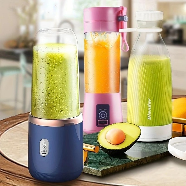  USB Rechargeable Portable Blender - 6-Blade 2-in-1 Juicer & Water Bottle for Smoothies, 1500mAh Battery