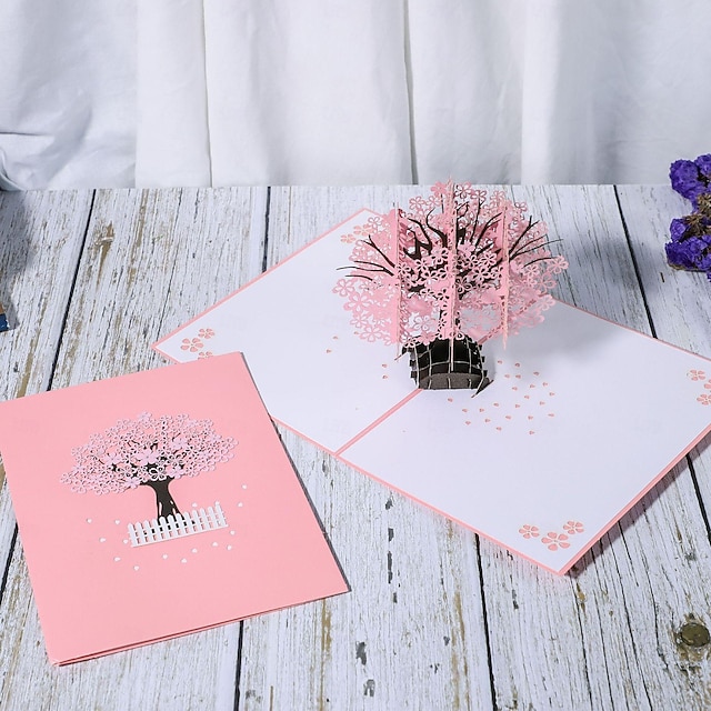  enkele kersenbloesemboom 3d-kaart romantische sakura huwelijkszegeningen en moederdaggroeten