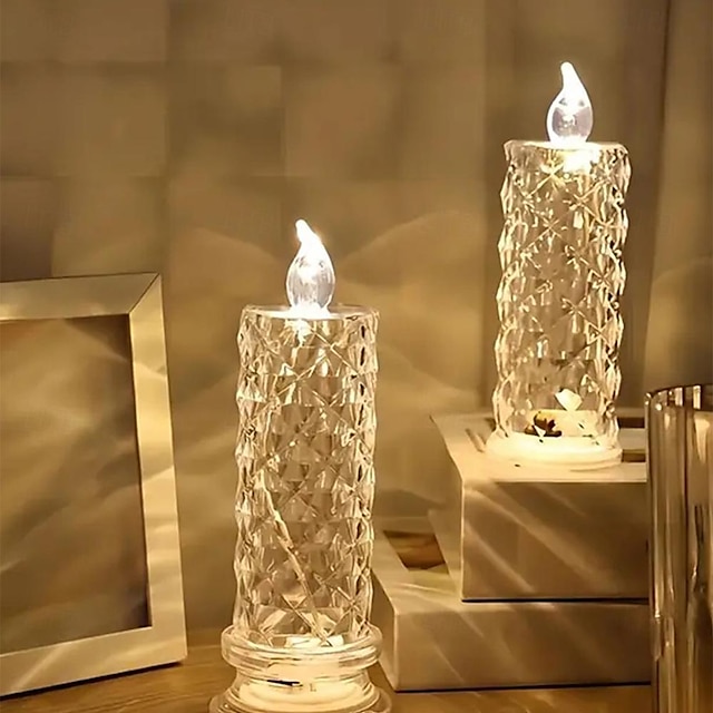  Lampe à bougie de simulation électronique led, 1 pièce, eid al-fitr, aménagement du lieu de bougie d'anniversaire et de mariage, motif rose, accessoire réfractif, cadeau