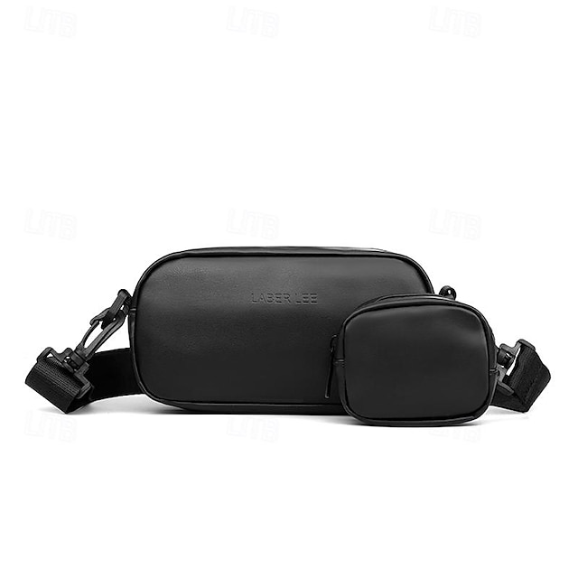  Men's Bag Set Mobile Phone Bag Nylon Daily Zipper Foldable Lightweight Multi Carry Solid Color Black