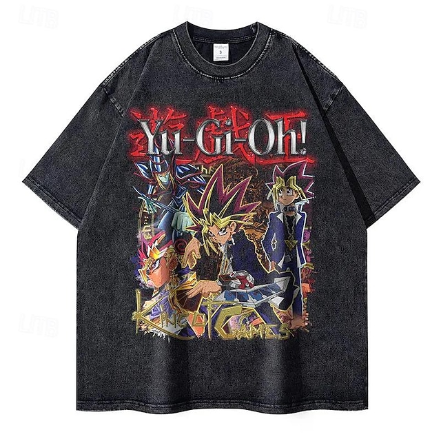  Yu-Gi-Oh! Póló Túlméretes savval mosott póló Nyomtatott Grafikus Kompatibilitás Páros Férfi Női Felnőttek Mindszentek napja Farsang Álarcos mulatság Forró bélyegzés Utca Alkalmi / Napi