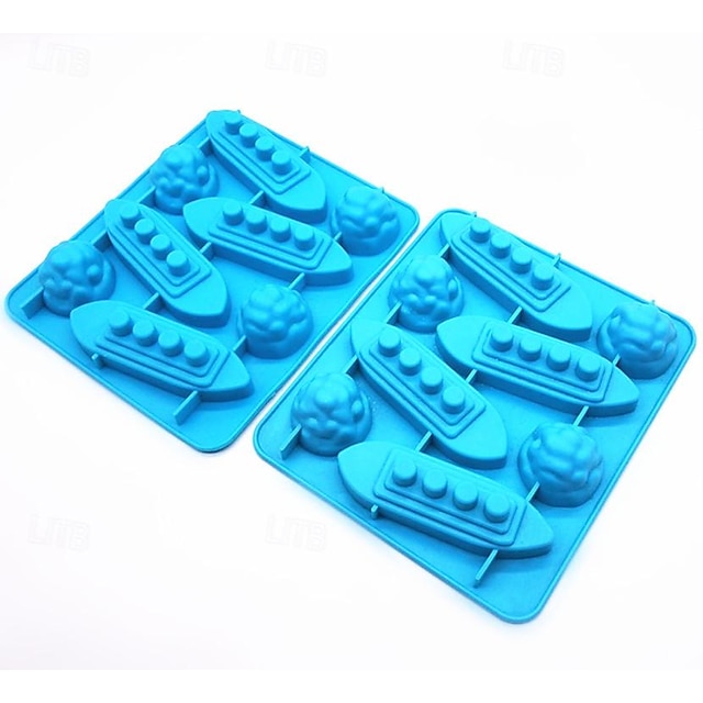  Silikonform für die Herstellung von Pralinen und Süßigkeiten in Form eines titanischen Eisbergs und Eiswürfelschalen, zufällige Farbe, geeignet für die Küche zu Hause, kreative Gitterform, blau