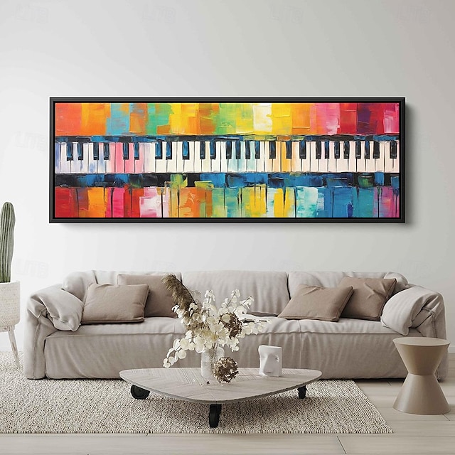  handgemaltes abstraktes buntes Klaviertasten-Ölgemälde Strukturgemälde Leinwandgemälde bestes Geschenk für Pianisten Geschenk für Musiker Ölgemälde Stillleben Ölgemälde